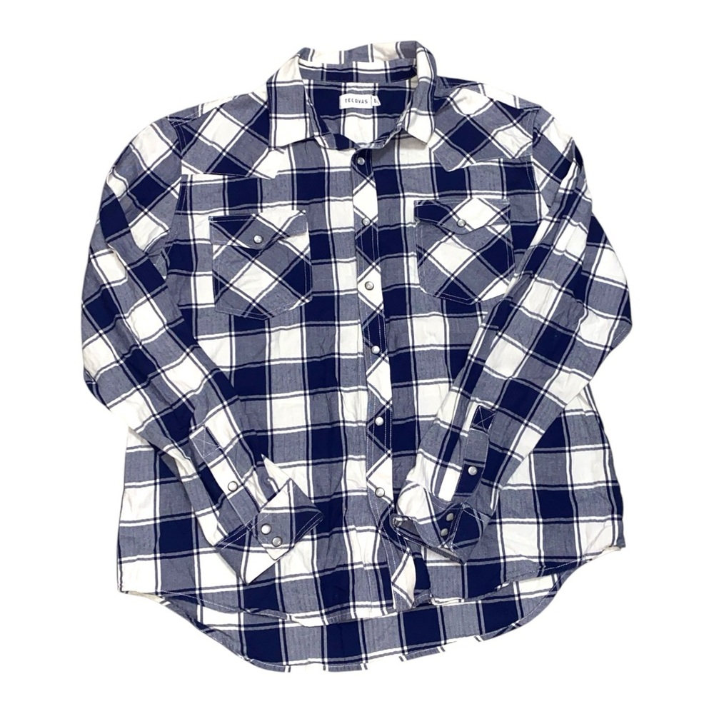 Stylish Blue and White Plaid Men's Casual Button Down Shirt